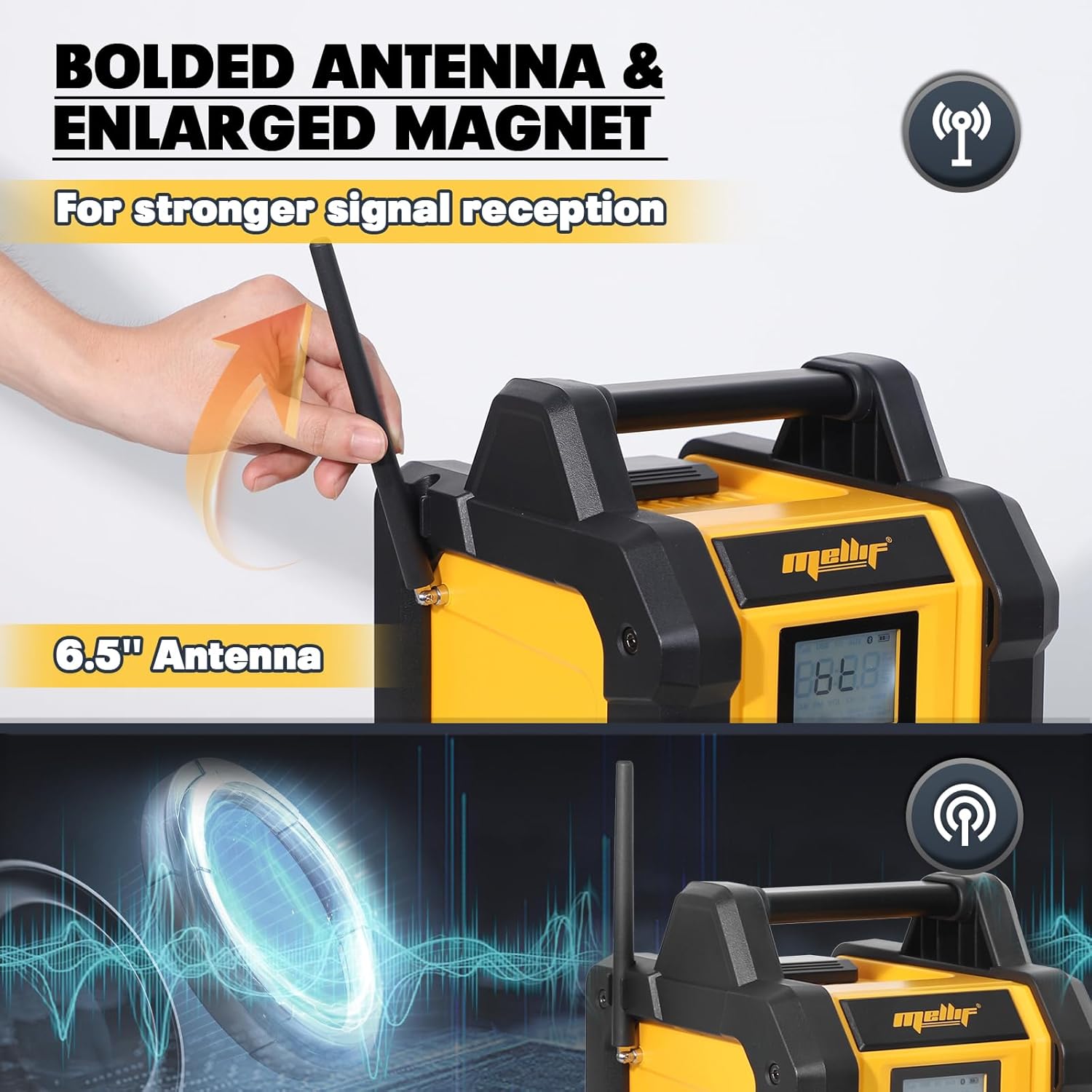 Mellif 18V Jobsite Radio Bluetooth Speaker Comaptible With DEWALT 20V MAX — image 2