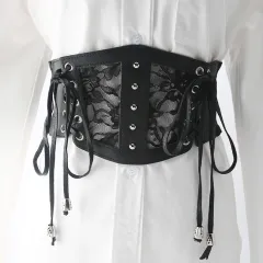 Lace Ladies Waistband Wide Elastic Corset Decoration - Black - View 1
