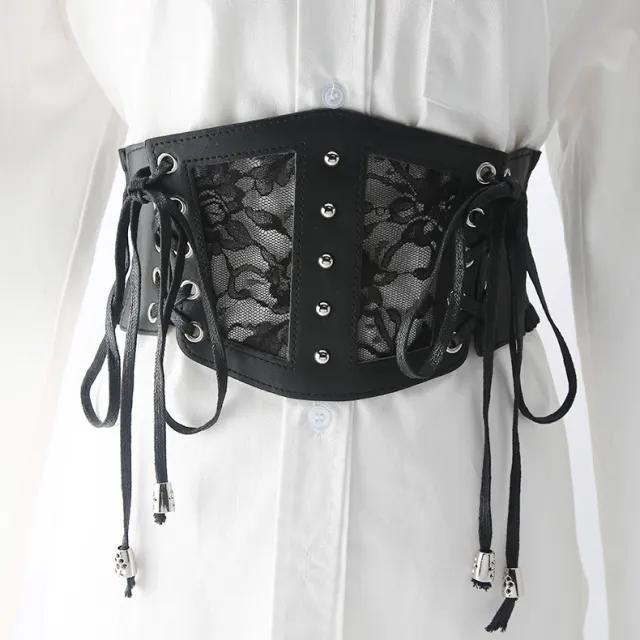 Lace Ladies Waistband Wide Elastic Corset Decoration Black - Shop at LoveMi