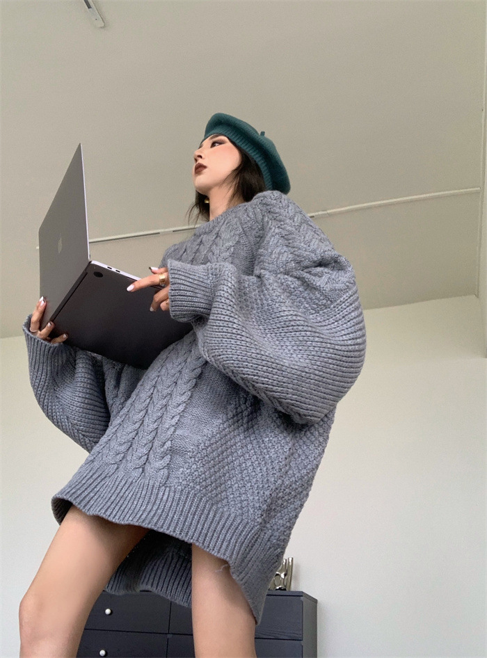 Loose Round Neck Pullover Sweater Sweater Coat