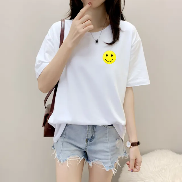 Women's Cotton Loose Round Neck Short Sleeve T shirt 5 Style - Shop at LoveMi