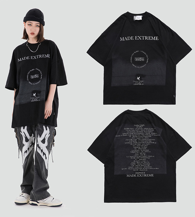 Retro Hip-hop Men And Women Loose Short Sleeves