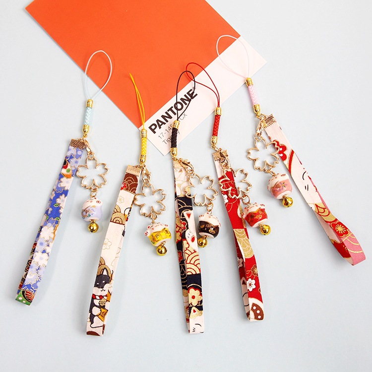 Cat Bell Flower Light Gold Mobile Phone Chain Mobile Phone Pendant