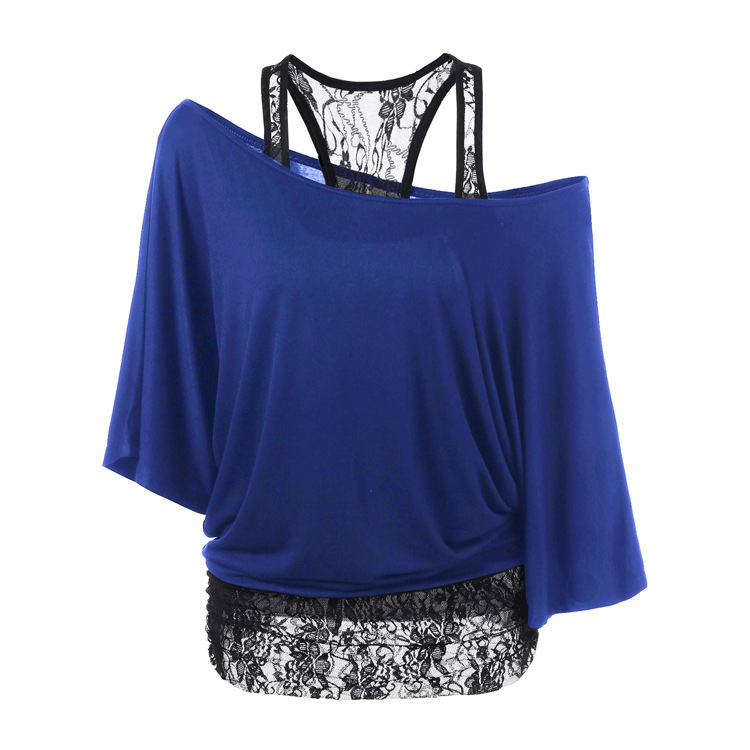 Title 3, Lace Vest Diagonal Collar Bat Sleeve Top