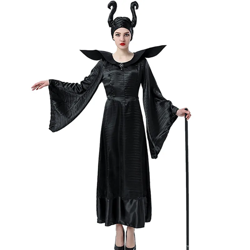 Dark Fairy Queen Halloween Costume for Women - Black