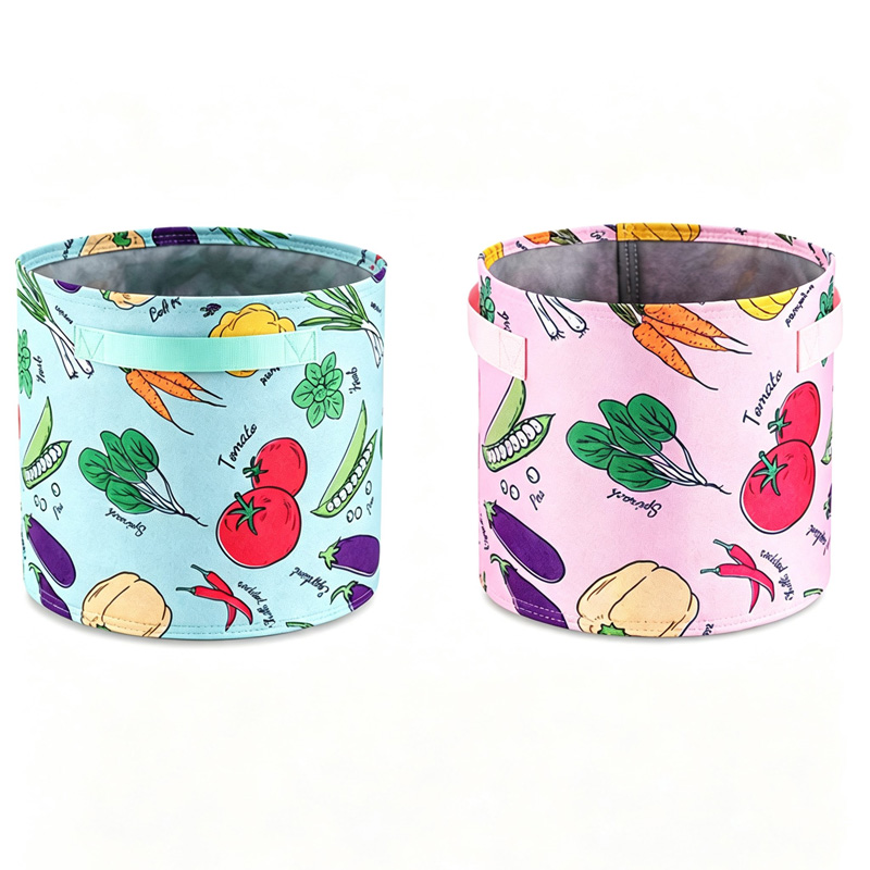 5Pack Garden 5Gallon 3Gallon Grow Bags, Heavy Duty Printed Fabric Plant Pots With Handles, Reusable Breathable Planter Buckets For Tomato Vegetable Flower Seedling