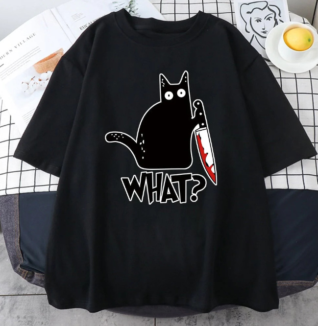 Title 3, Effen Katten T-shirt met 3D Print, Comfortabel ...