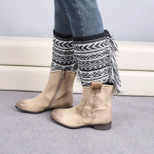 Knitted Boots For Christmas Jacquard To Keep Warm Black White - Shop at LoveMi