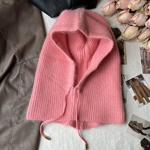 Long Rabbit Hair Scarf And Hat Pink - Shop at LoveMi