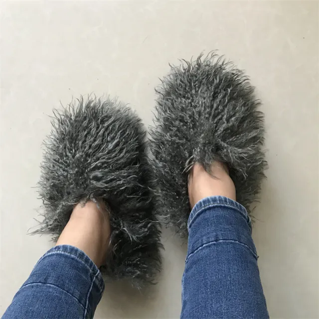 Imitation Tan Sheep Maomao Warm Women's Cotton Slippers Snow Boots Grey - Shop at LoveMi