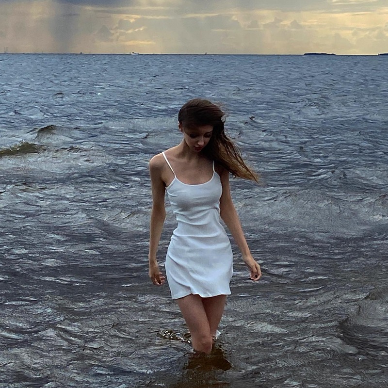 Basic Rib Slim Sling Dress Short