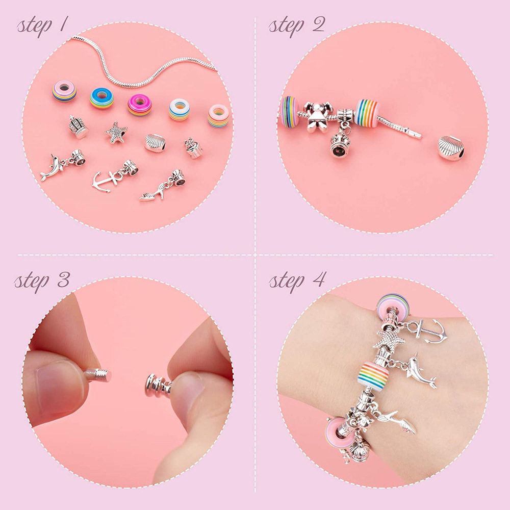 Diy Rainbow Beads Alloy Handmade Bracelet Set