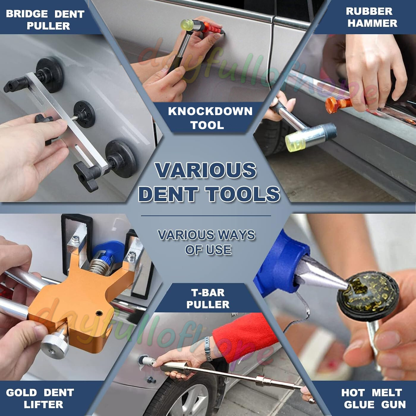 PDR Tools Car Paintless Kit Dent Puller Lifter Repair Removal Hail Tabs Glue Gun — image 10