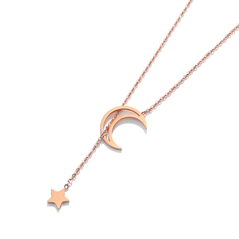 Women's Star Moon Titanium Steel Necklace