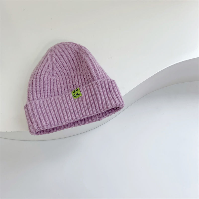 Girls' Knitted Sweater Hat Baby Warm Solid Color Curling