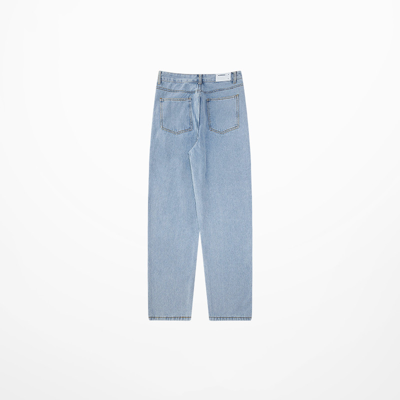 Hong Kong Style Jeans Men's Loose Straight-leg Trendy Cropped Trousers