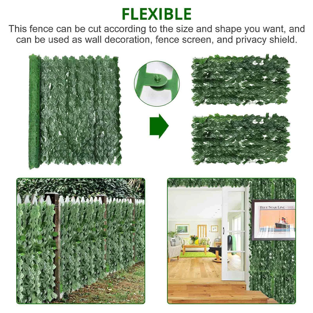 Artificial Hedge Fake Ivy Leaf Garden Fence Privacy Screening Roll Wall Panel — image 9