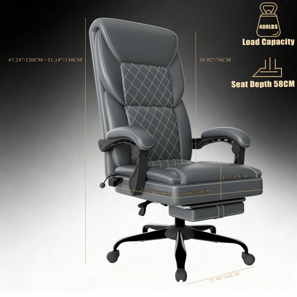 Gaming Chair, Office Chair With Inflatable Lumbar Support, Ergonomic Comfortable Wide Computer Chair With Footrest And Linked Soft Armrests, High Back 3D Enveloping Seat Cushion