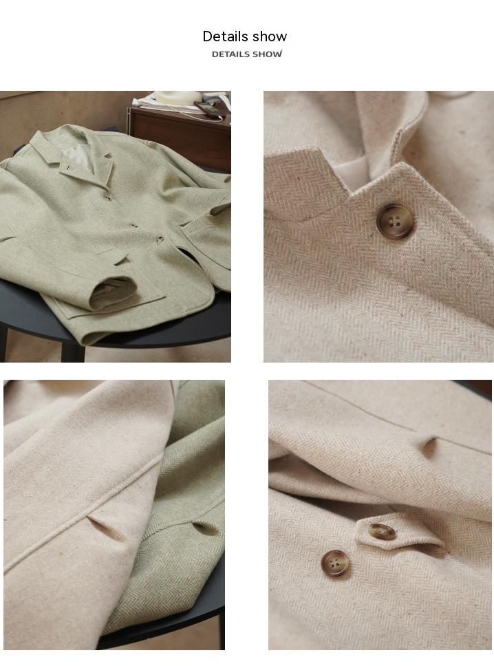 Title 3, Retro Lapel Collar Wool Loose-fit Comfortable Coat