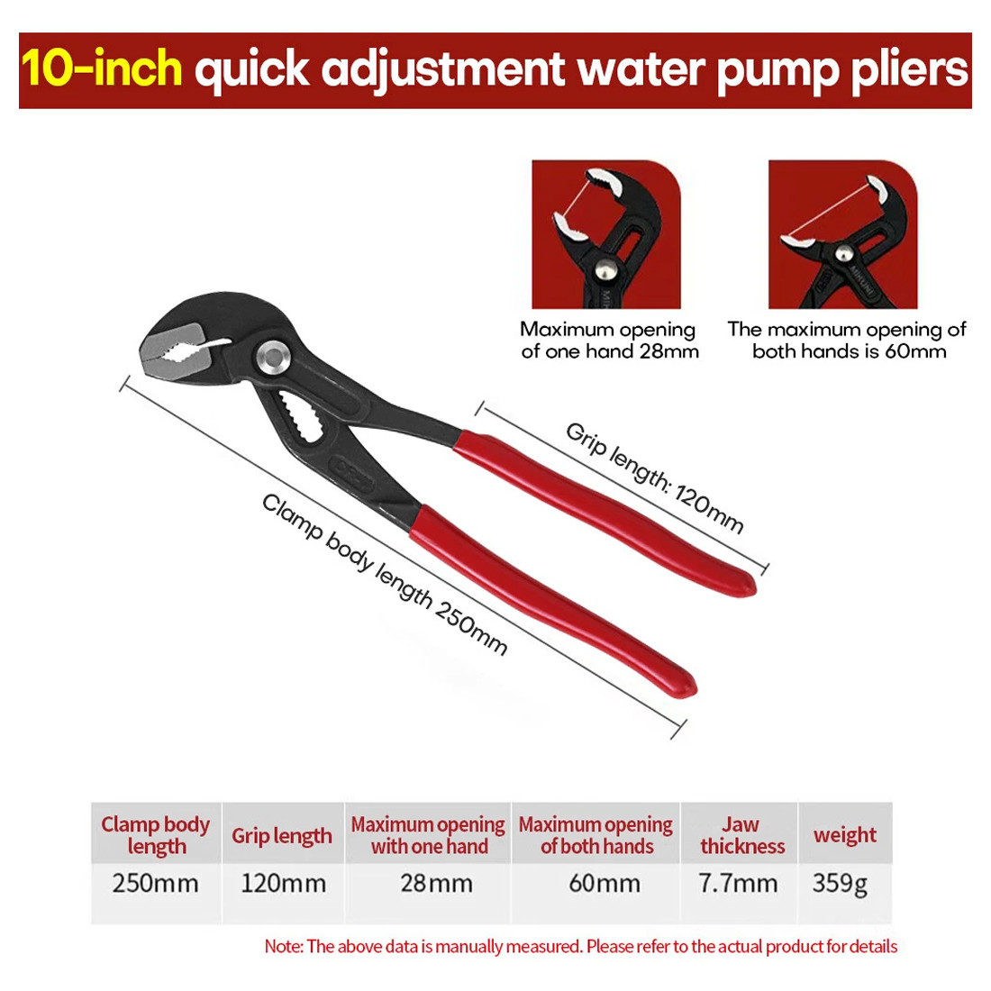 NEW 3x Water  Pliers Quick Release Plumbing Pliers Wrench Adjustable Water... 12