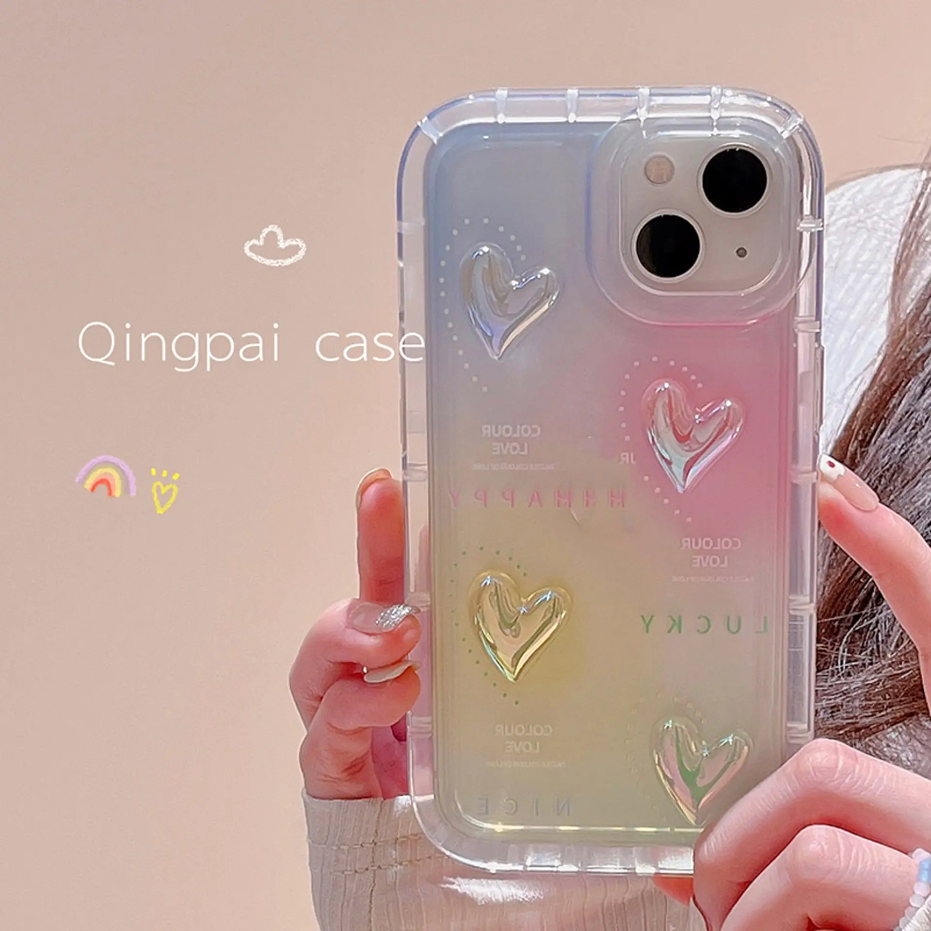 Swoosh Gradient Love Transparent Phone Case