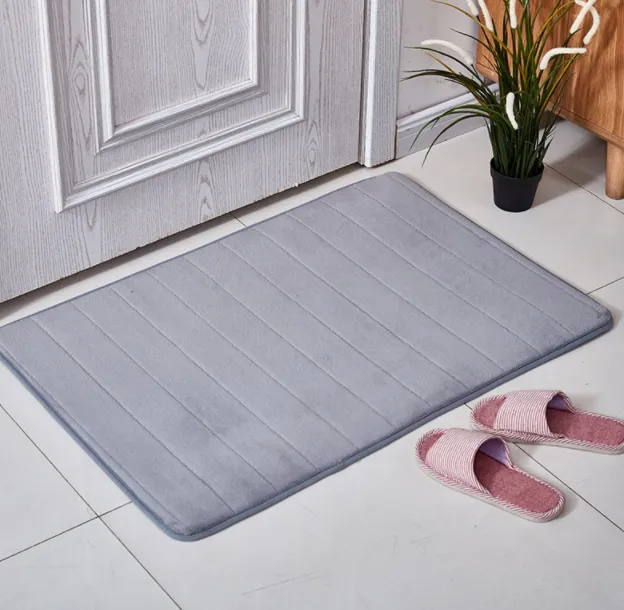 Coral Velvet Bathroom Customizable Memory Foam Absorbent Floor Mat Grey - Shop at LoveMi