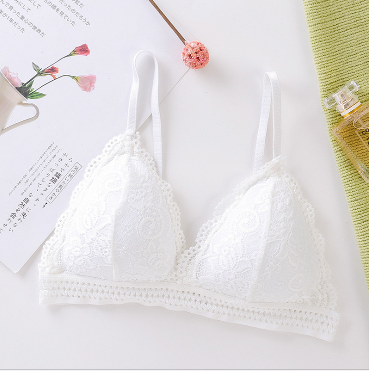 Title 5, French Triangle Cup Lace Bra Without Steel Ring...