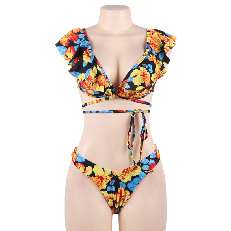 Title 7, Bikini sexy diviso con volant, costume da bagno...