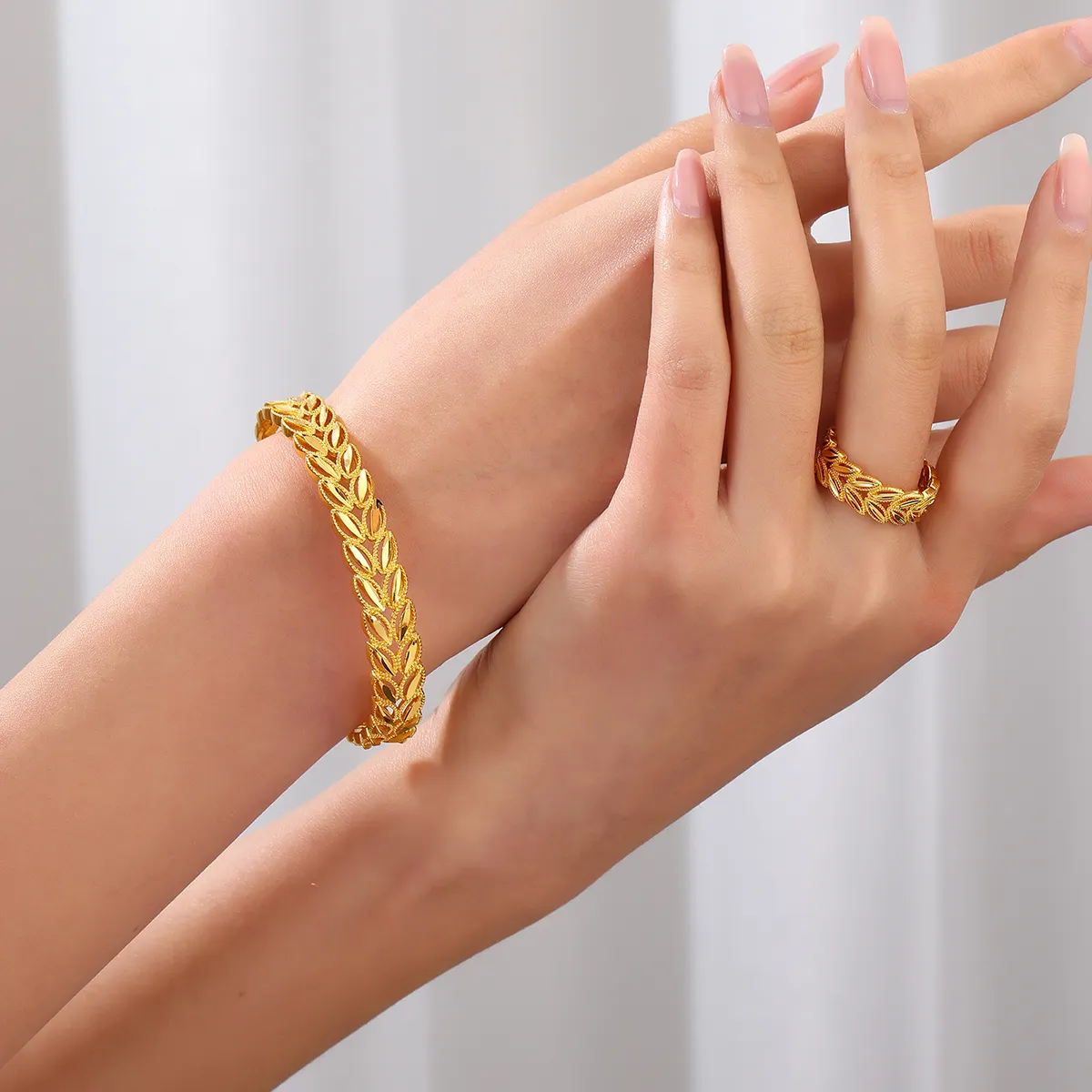 Fashion 18k Gold Plated Wheat Ear Leaves