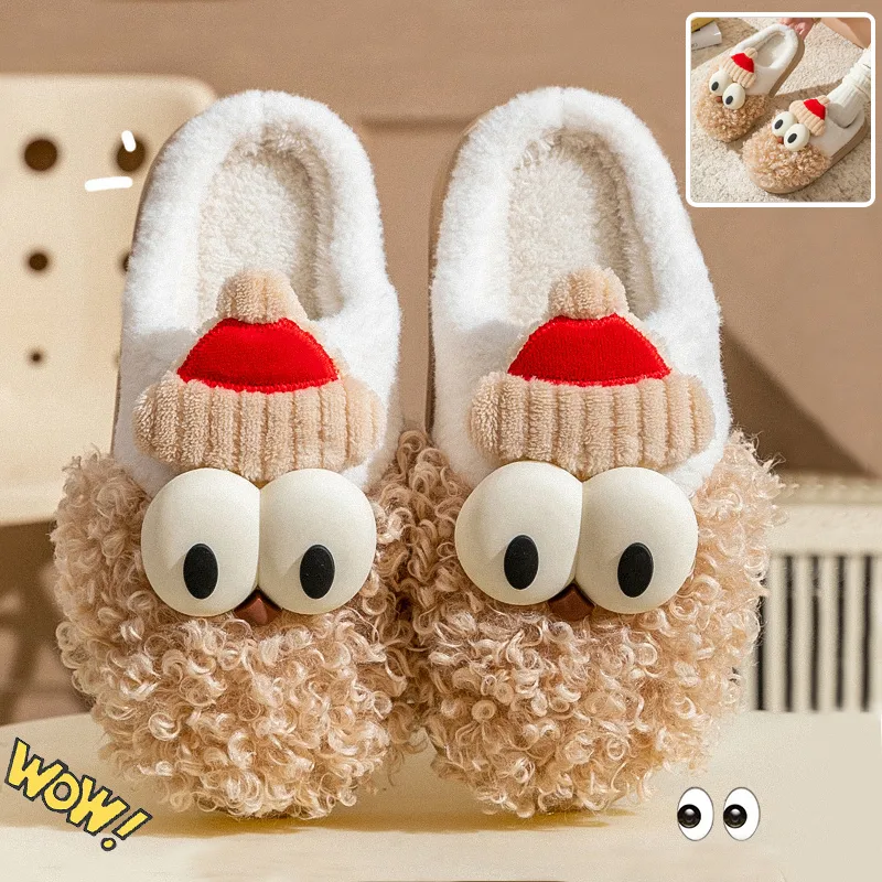 Cartoon Bearded Santa Claus Slippers Home Warm Non-slip Plush
