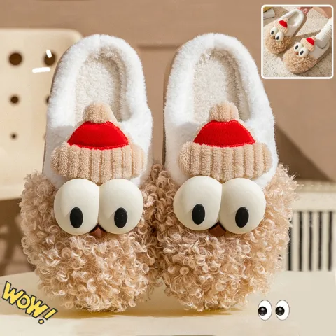 Cartoon Bearded Santa Claus Slippers Home Warm Non-slip Plush