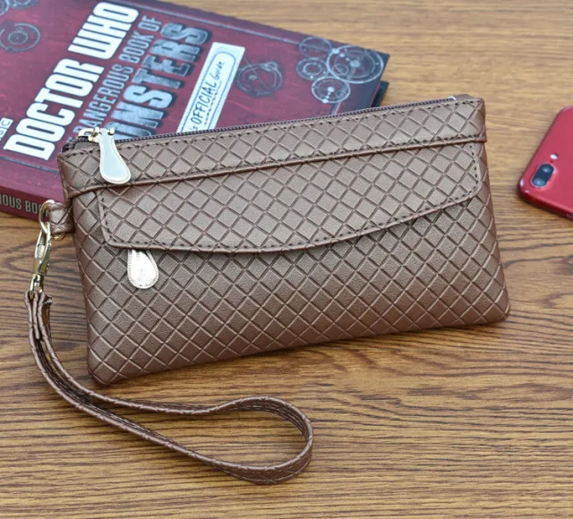 New Simple Women's Clutch Bag Korean Embossed Plaid Khaki - Shop at LoveMi