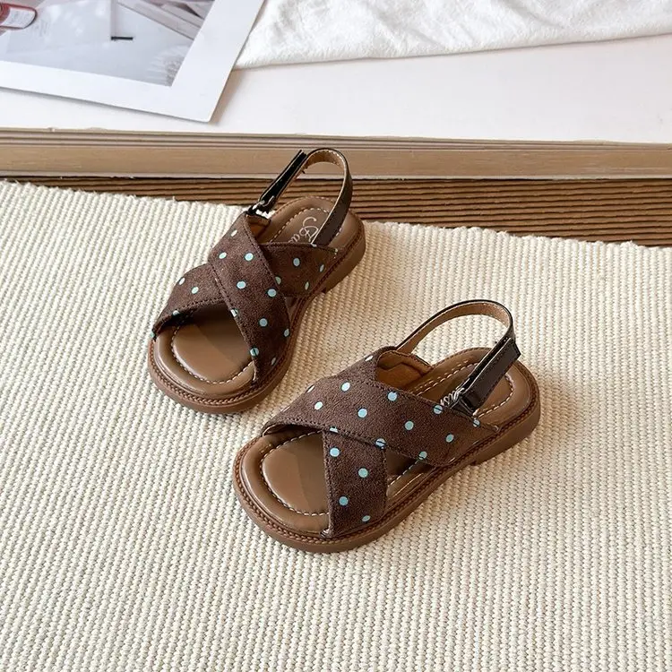 2026 Summer New Girls Sandals, Polka Dot Open-Toe Shoes, Princess Style Beach Shoes & Casual Slippers For Little Girls