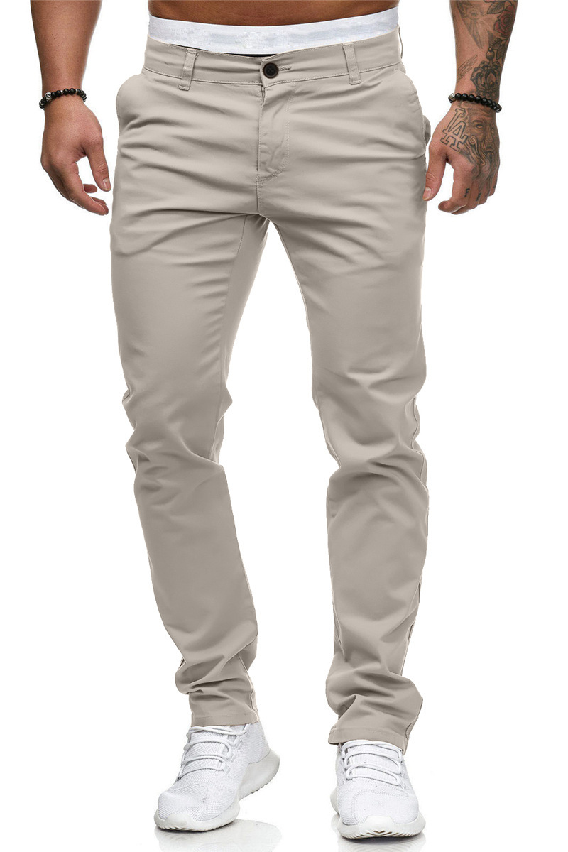 Title 5, Heren effen casual slim fit broek met rechte pi...