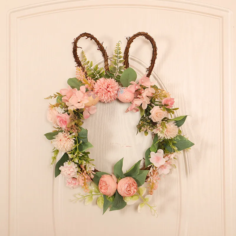 Easter Egg Simulation Wreath Easter Chrysanthemum Rabbit Modeling Decorative Pendant – image 5