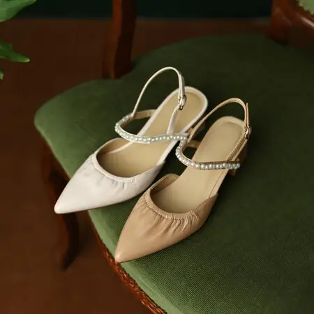 Elegant Leather Block Heel Toe Sandals