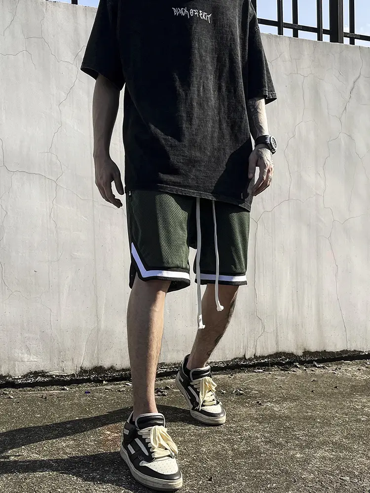Mesh Loose Drawstring Five-point Basketball Pants