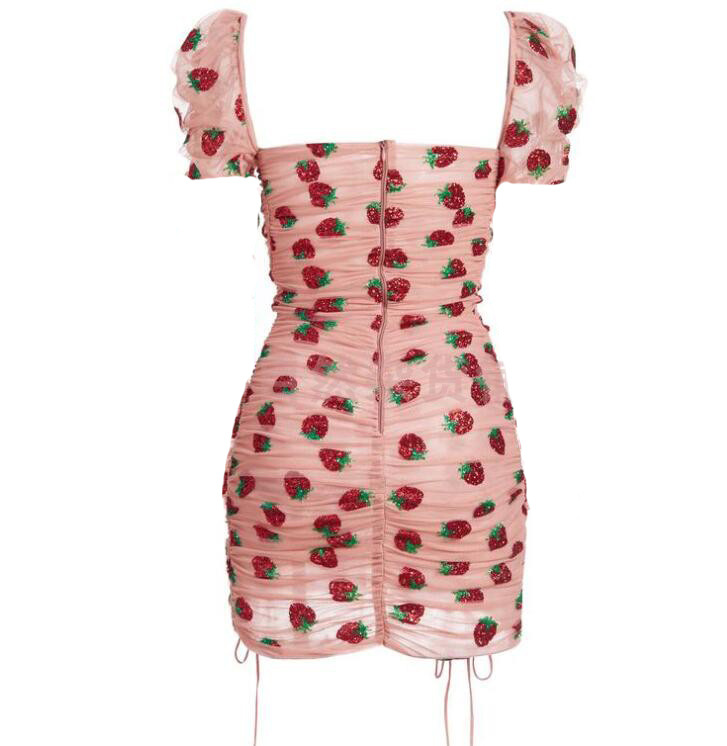 Strawberry Sequin Embroidery For Beautiful Women's Tube Top — image 1