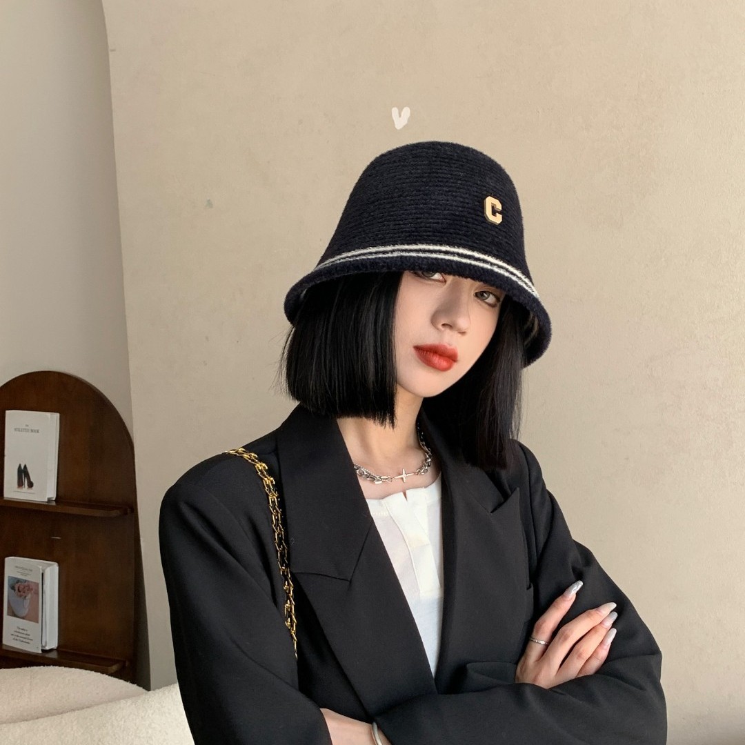 Black Fisherman Hat Women's Autumn And Winter