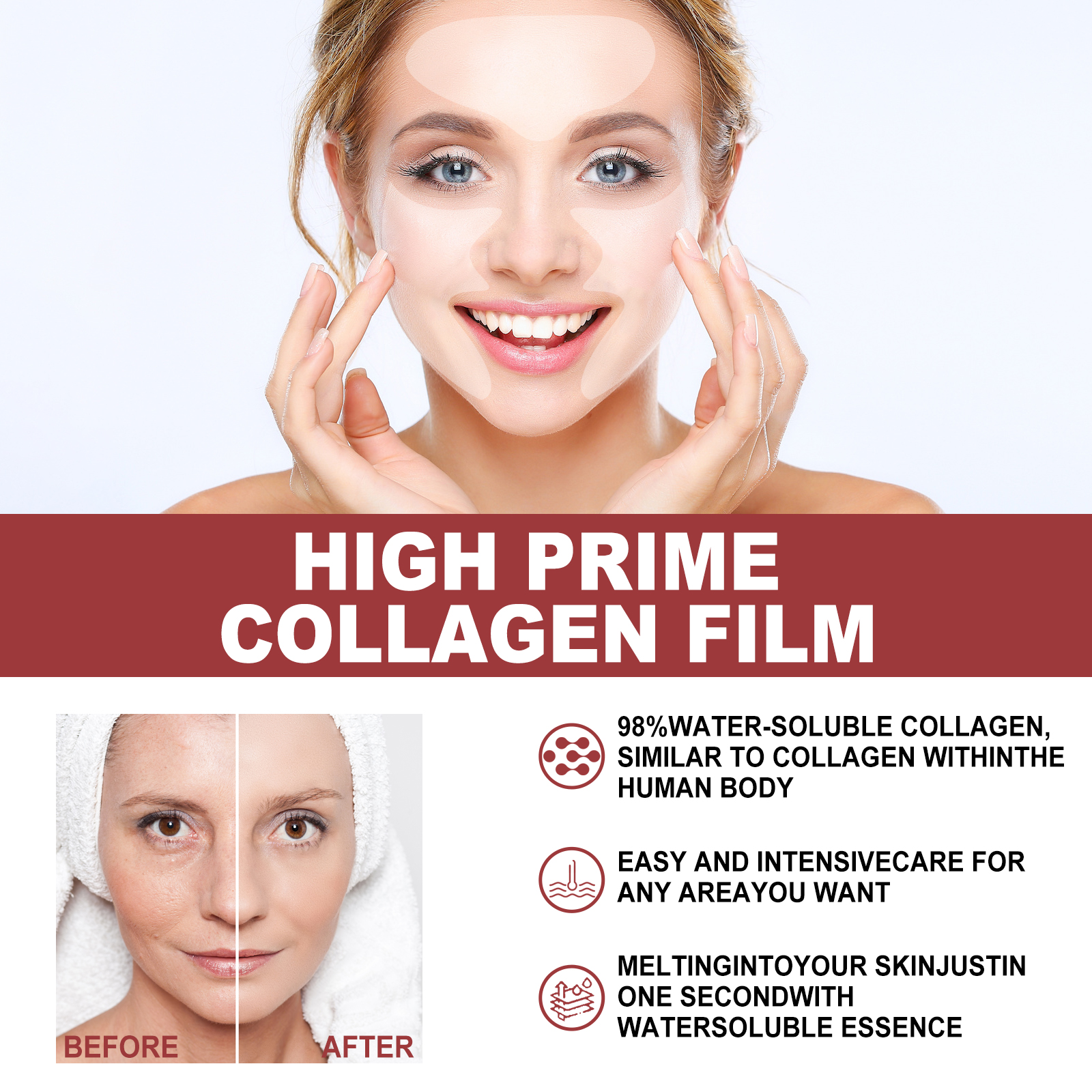 OUHOE Collagen Membrane, Lighten Wrinkles, Bags, Dark Circles, Firm Skin, Plump And Moisturize Eye Rejuvenation Mask