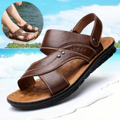 Men Sandals Summer Beach Shoes Adjustable Back Strap Design