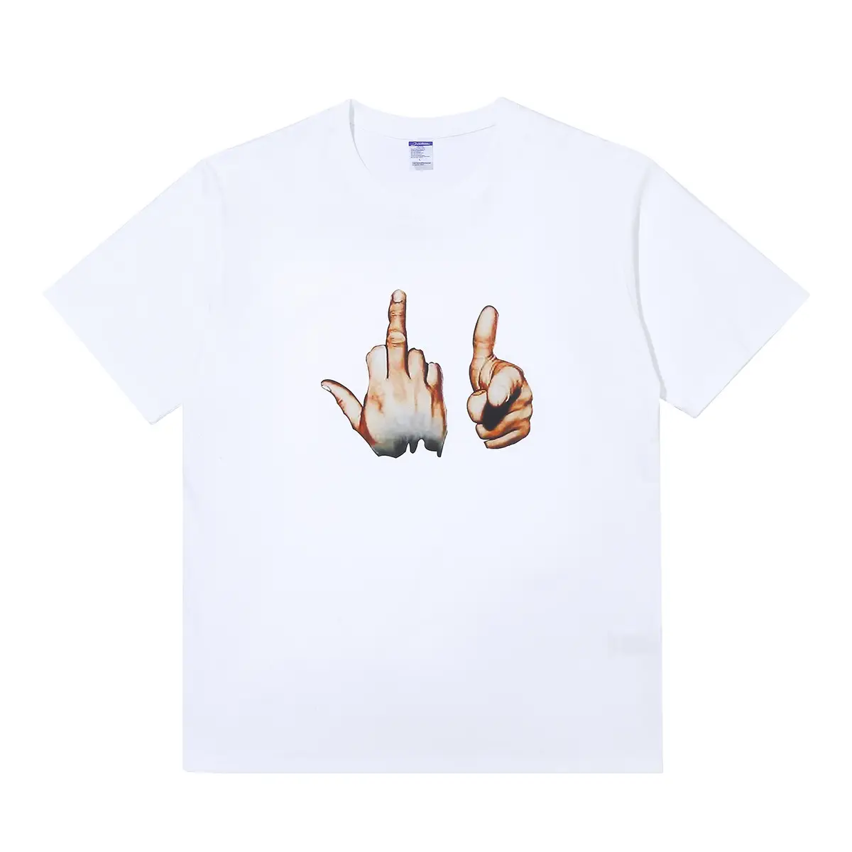 Personality Gesture Print Hip Hop Short Sleeve T-Shirt Men's Loose