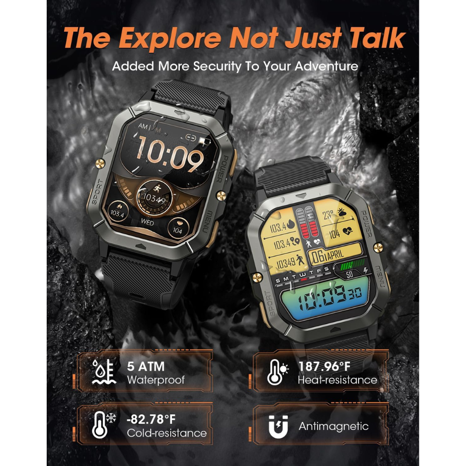 Military Smart Watch For Men, 2.02 Fitness Tracker With Calls & Sports 2