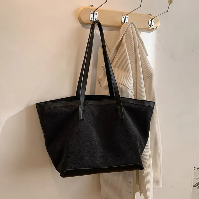 New Trendy Fashion One shoulder Handbag Big Bag Tote Bag Black - Shop at LoveMi