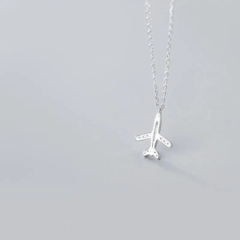 S925 Silver Necklace Women's Diamond Inlaid Aircraft Clavicle Chain