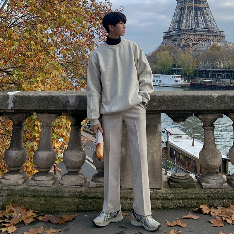 Straight-leg Casual Pants Woolen Wide-leg Long Pants