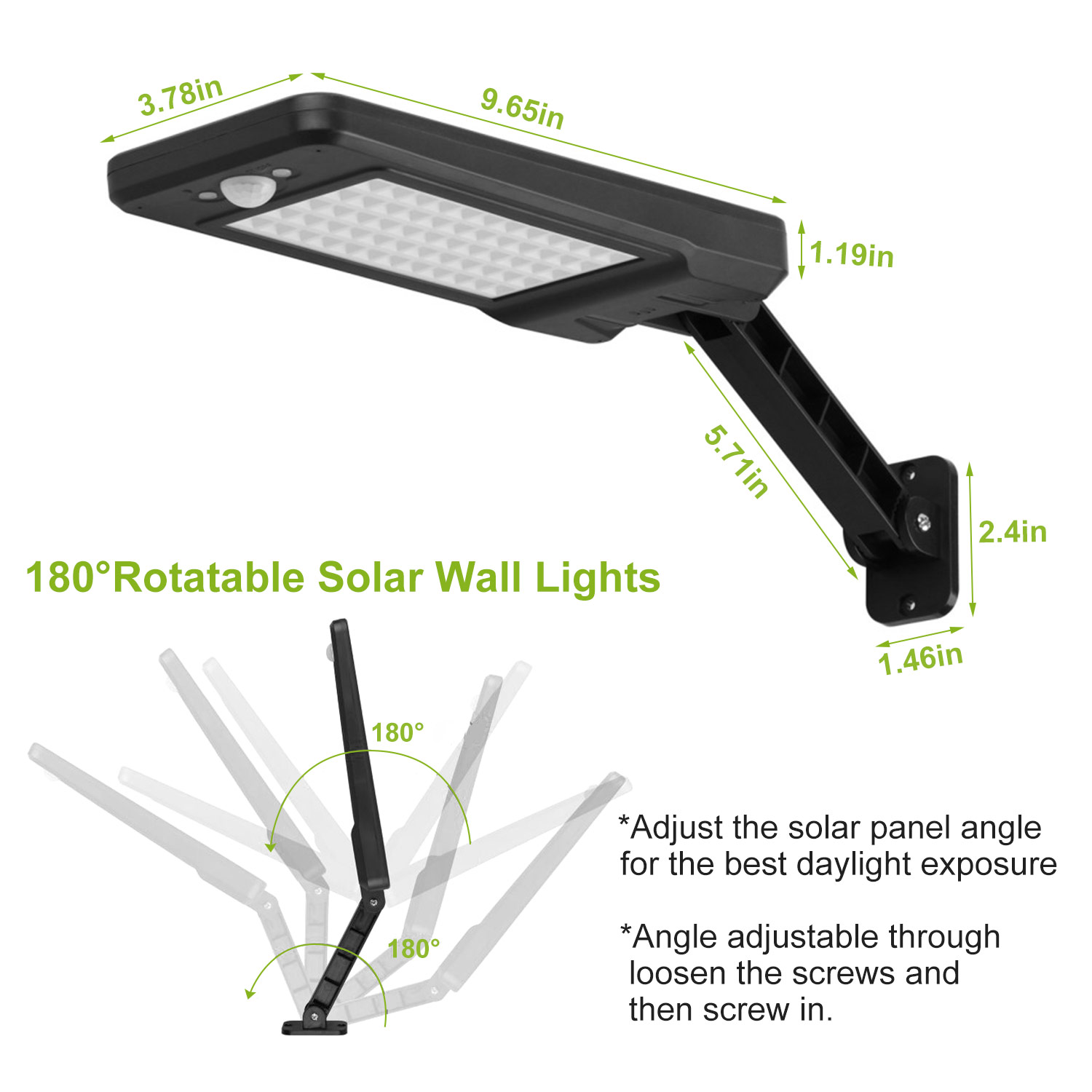 Solar Wall Light Outdoor 60LEDs PIR Motion Sensor Remote Control Wireless Lamps IP65 Waterproof Lighting For Garage Front Door Garden Pathway