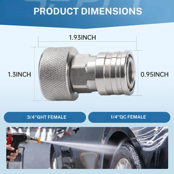 3-4in GHT To 1-4in Quick Connect Garden Hose To Pressure Washer Adapter, Stainless Steel Garden Hose… image 3