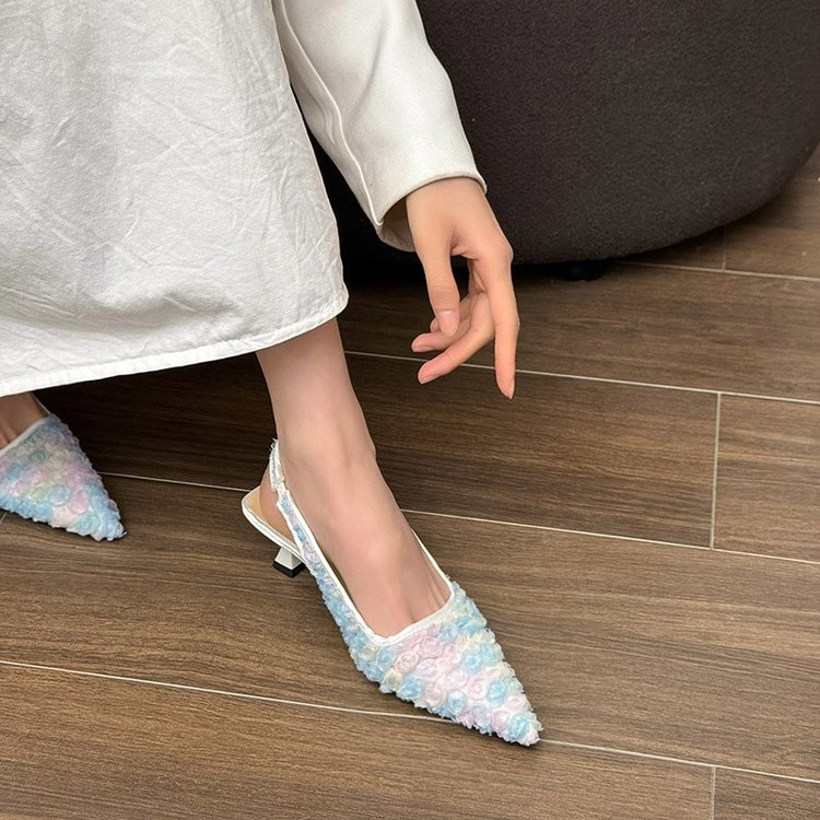 Lace Pointed-Toe Slingback Mules, picture 4 of 5