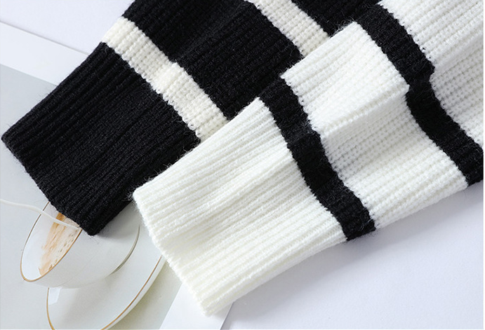 Title 5, Lapel Fashion Sweater Striped Sweater